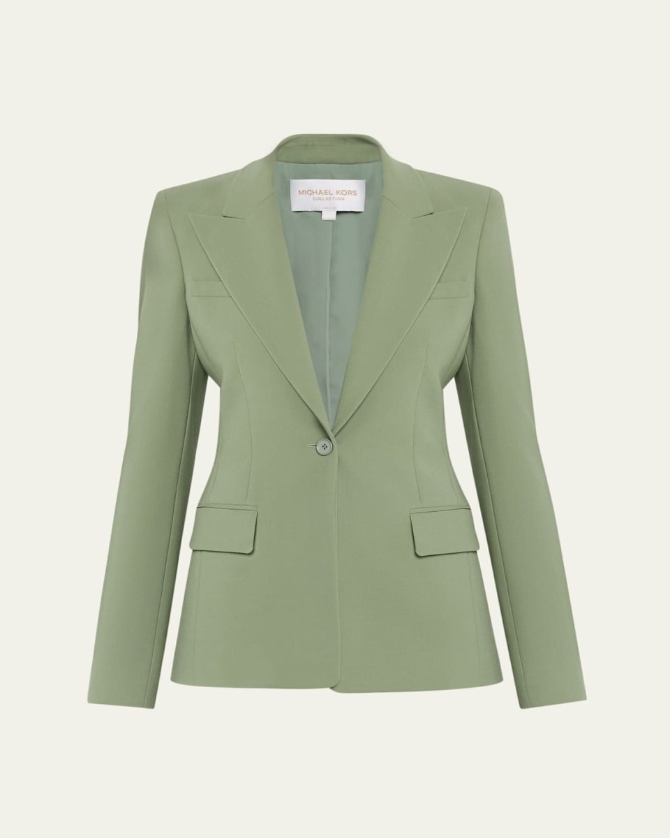 Georgina One-Button Stretch Wool Blazer